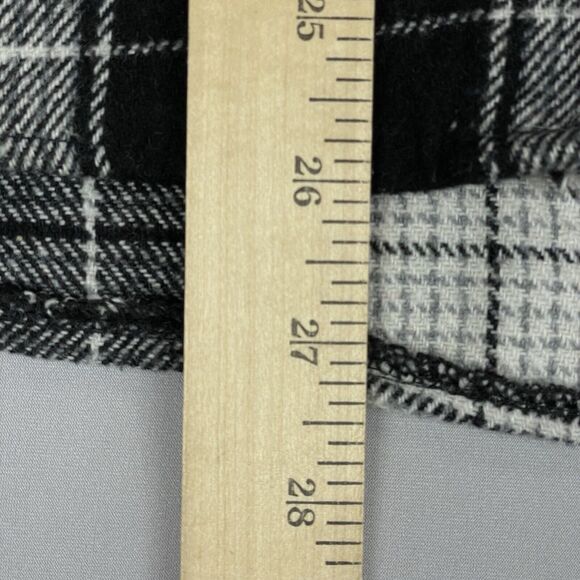 Thick Flannel Button Up High Low Women's M/L Black White Plaid Cozy Lagenlook - Picture 11 of 16